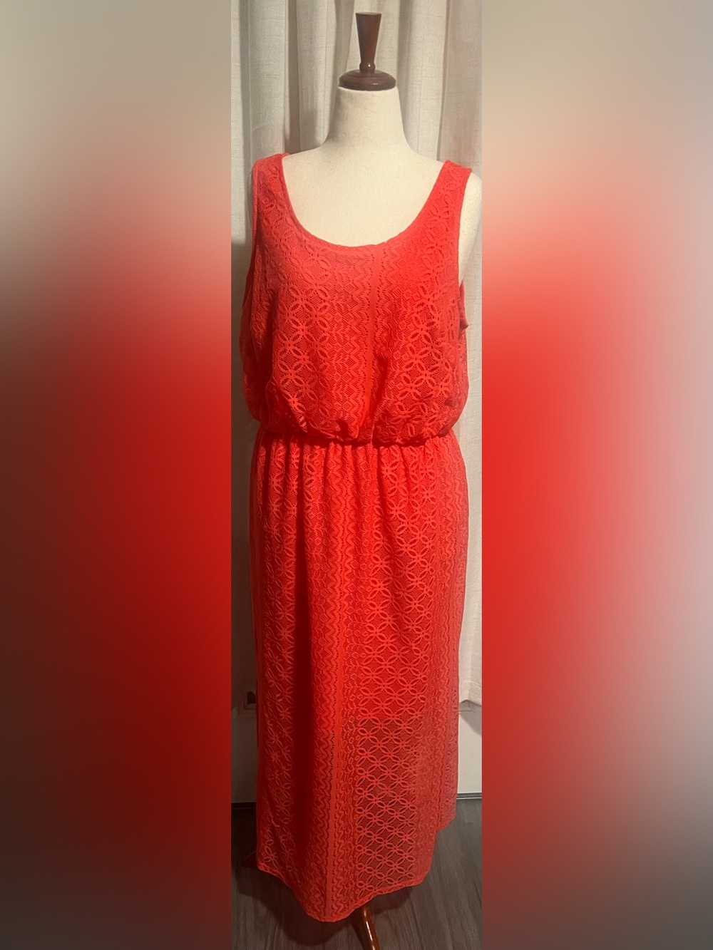 Faded Glory Coral Lace Maxi Dress - Sleeveless